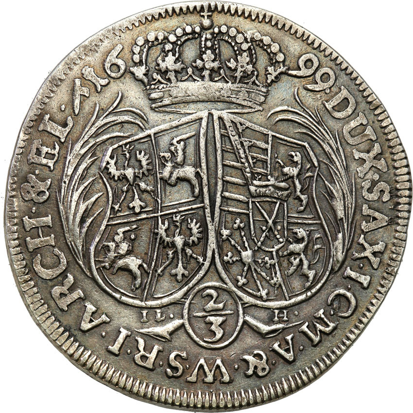 August II Mocny. 2/3 talara (gulden) 1699, Drezno